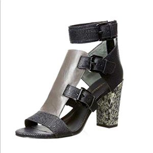 Rebecca Minkoff SKY Leather Heel Snakeskin Sandals